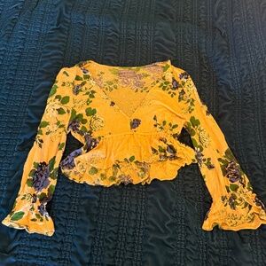 Urban Outfitters Floral Long Sleeve Crop Top